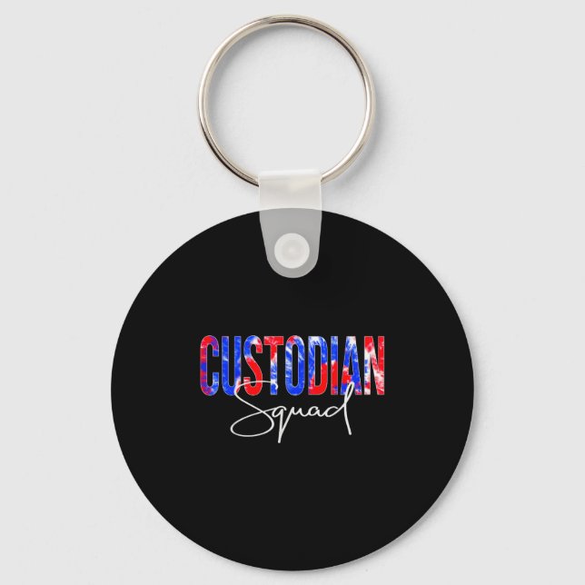 Custodian Squad Tie Dye Back To School Women Appre Keychain (Front)