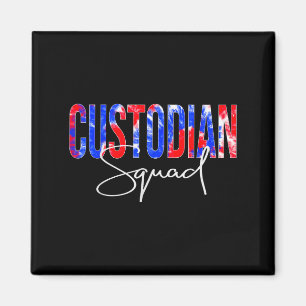 Custodian Squad Tie Dye Back To School Women Appre Magnet