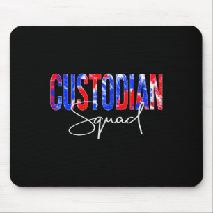Custodian Squad Tie Dye Back To School Women Appre Mouse Pad
