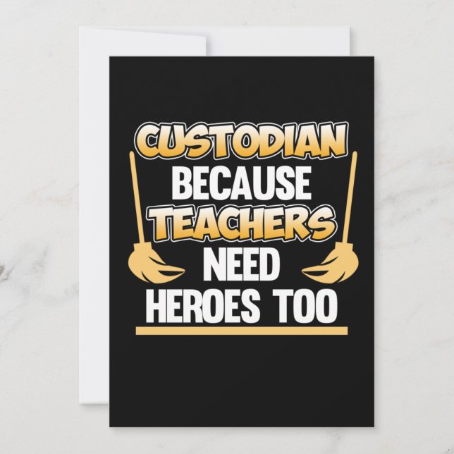 Custodian Teacher Hero School Caretaker Janitor Gr Thank You Card (Front)