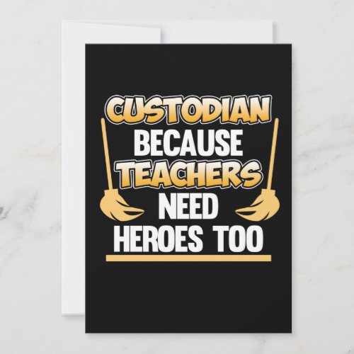 Custodian Teacher Hero School Caretaker Janitor Gr Thank You Card