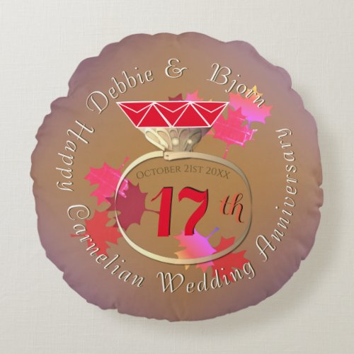 Custom17th Wedding Anniversary Carnelian Furniture Round Pillow