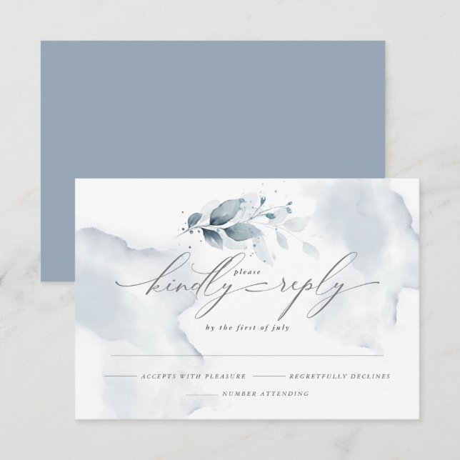Custom2 Shelby RSVP Watercolor Foliage Dusty Blue  (Front/Back)