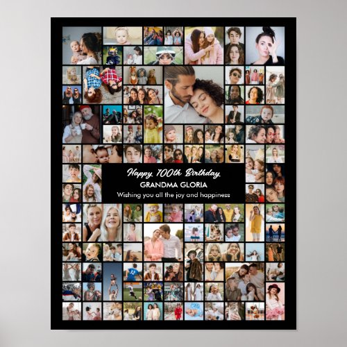 Custom 100 Pictures Photo Collage 100th Birthday