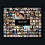 Custom 100 Pictures Photo Collage 100th Birthday Poster<br><div class="desc">Turn your favorite photos into a stunning piece of wall art. This custom photo collage poster is the perfect way to tell your story, capturing a lifetime of memories in one beautiful display. With 100% personalization, you can easily upload your own photos and customize the text, fonts, and colors to...</div>