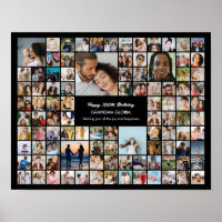 Custom 100 Pictures Photo Collage 100th Birthday