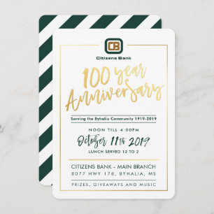 CUSTOM 100 year ANNIVERSARY PARTY - Citizens Bank Invitation