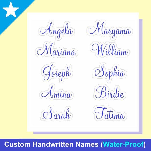 Custom 10 First Names | Calligraphy Stickers  (Custom Calligraphy Name Stickers - Personalized Vinyl Decals - Elegant Waterproof Labels for Water B)