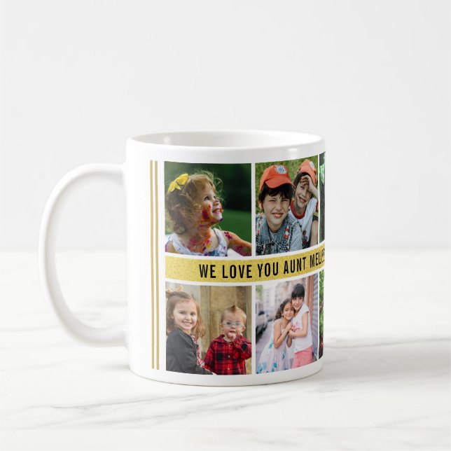 Custom 10 Photo Collage We Love You Aunt Coffee Mug (Left)