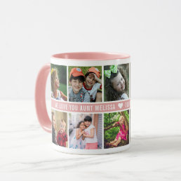 Custom 10 Photo Collage We Love You Aunt Pink Mug