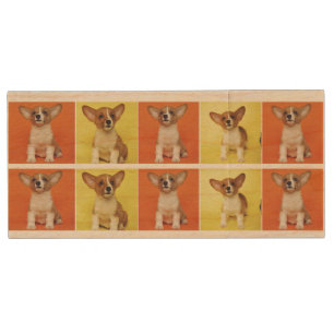 Custom 10 Photo Collage Your Pet Dog Picture On Wood Flash Drive