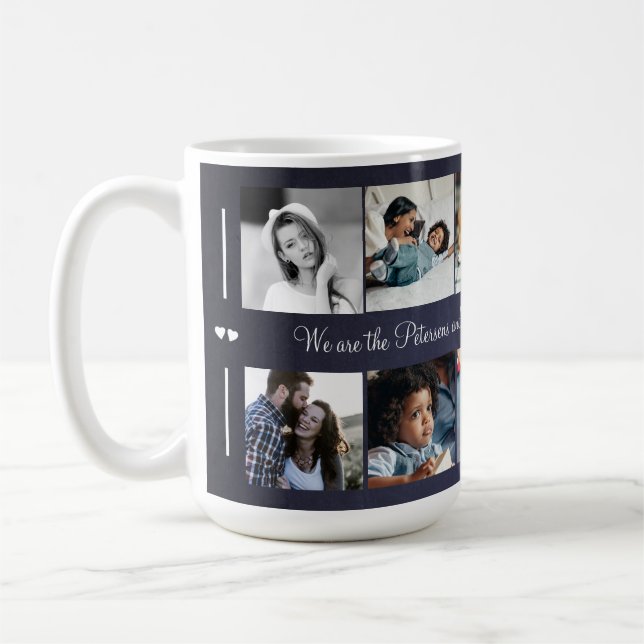 Custom 10 photo collage your text family elegant coffee mug (Left)