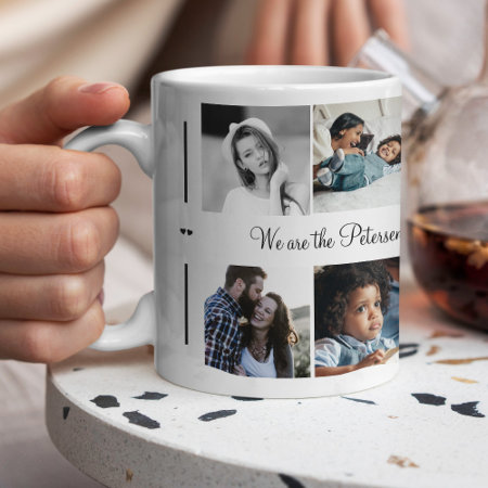 Custom 10 Photo Collage Your Text Family Modern Coffee Mug