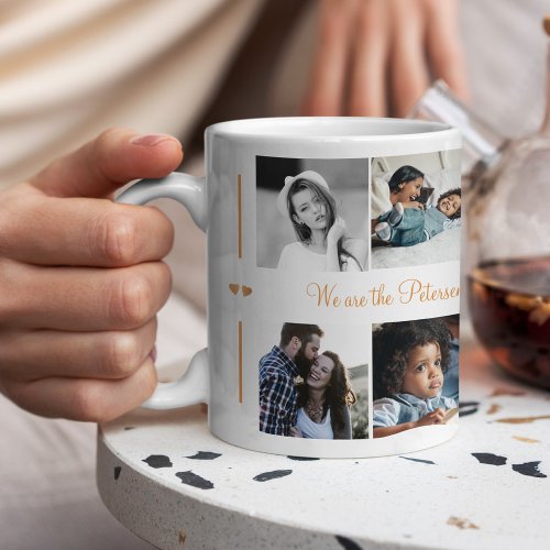 Custom 10 photo collage your text family modern coffee mug