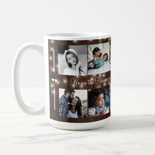 Custom 10 photo collage your text family rustic coffee mug