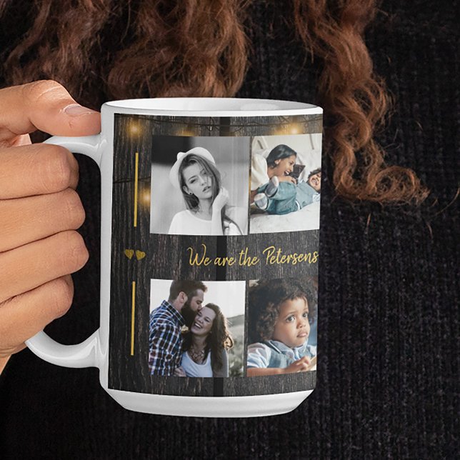 Custom 10 photo collage your text family rustic coffee mug (Creator Uploaded)