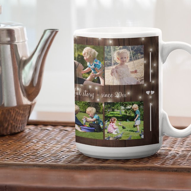 Custom 10 photo collage your text family rustic coffee mug (Creator Uploaded)