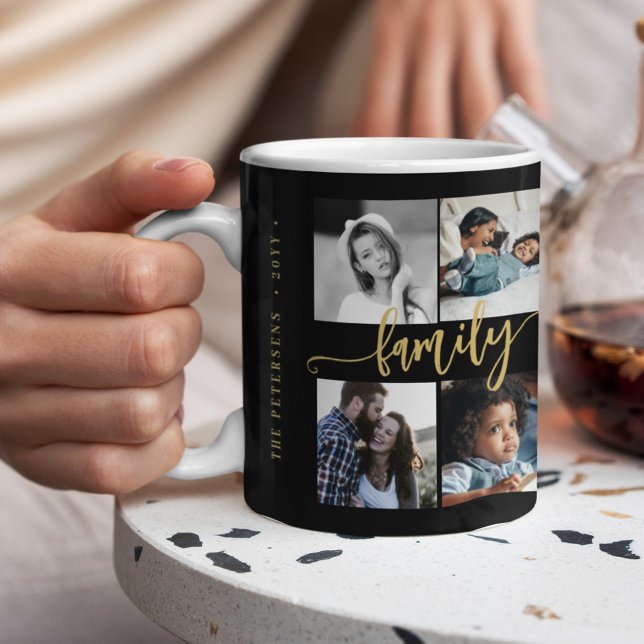 Custom 10 photo collage your text family script coffee mug (Creator Uploaded)