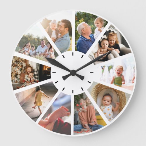 Custom 10 Photo Family Children grandparent gift Large Clock