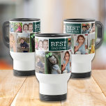 Custom 10 Picture Collage Best Dad Ever Green Travel Mug<br><div class="desc">Photo Collage Mug - A special gift for dad personalized with 10 favorite pictures of happy memories with kids.</div>