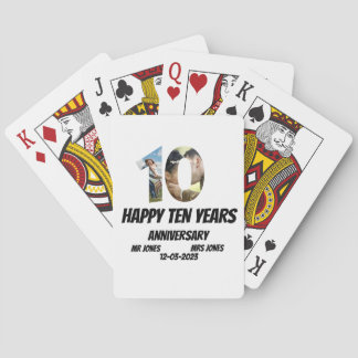Custom 10 Years Anniversary 2 Photo collage Poker Cards