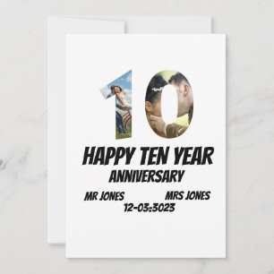 Custom 10 Years Anniversary 2 Photo collage T-Shir Invitation