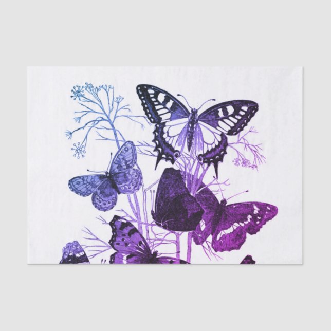 Custom 10lb Tissue Paper, White BUTTERFLIES Tissue Paper (Front)