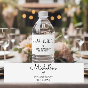 Custom 10th 20th 30th 40th 50th 60 Birthday Party Water Bottle Label