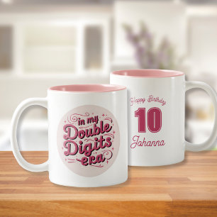Custom 10th Birthday - In my double digits era -  Two-Tone Coffee Mug