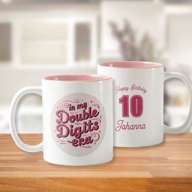 Custom 10th Birthday - In my double digits era -  Two-Tone Coffee Mug (Creator Uploaded)