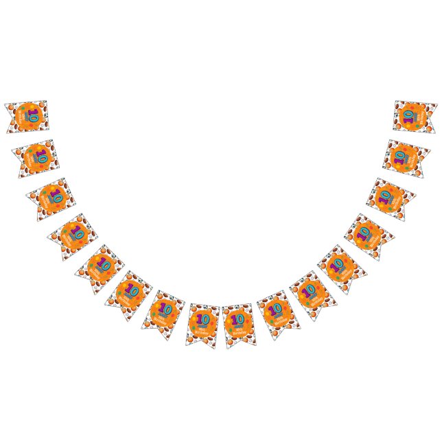 Custom 10th Birthday Sports Theme Bunting Flags (All)