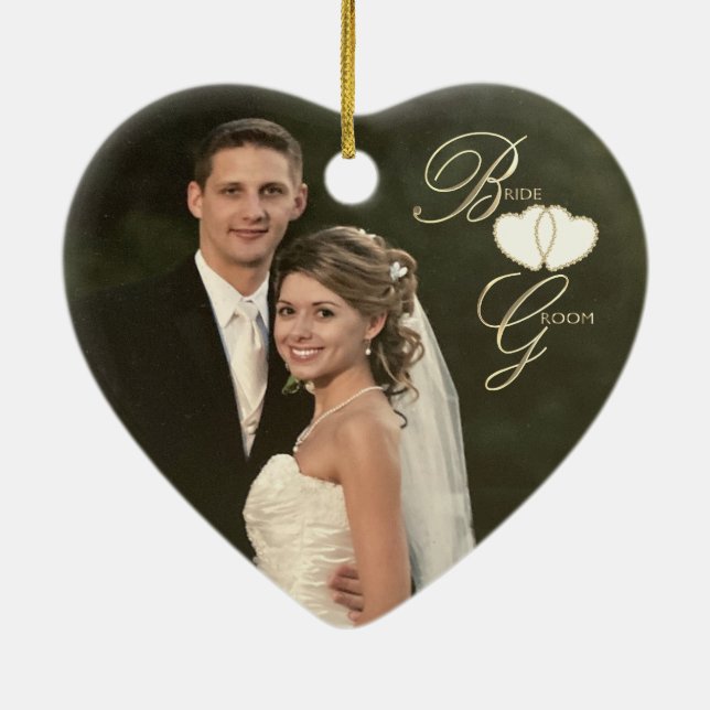 Custom - 10th Onyx Photo Wedding Anniversary Photo Ceramic Ornament (Back)