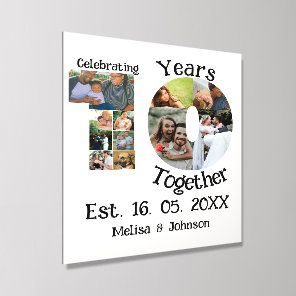Custom 10th wedding anniversary 11 photo collage acrylic photo tile