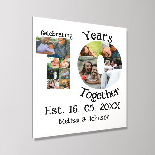 Custom 10th wedding anniversary 11 photo collage acrylic photo tile