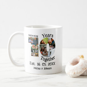 Custom 10th wedding anniversary 11 photo collage coffee mug