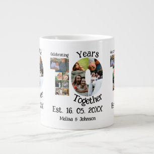 Custom 10th wedding anniversary 11 photo collage giant coffee mug