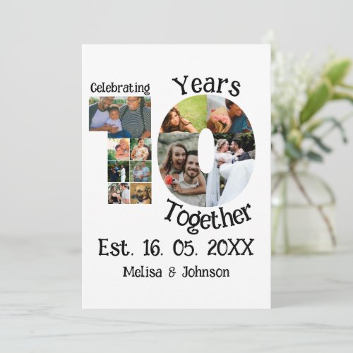 Custom 10th wedding anniversary 11 photo collage holiday card