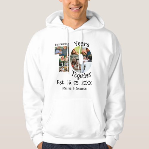 Custom 10th wedding anniversary 11 photo collage hoodie