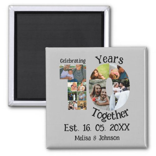 Custom 10th wedding anniversary 11 photo collage magnet