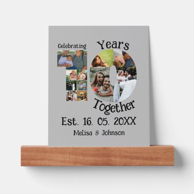 Custom 10th wedding anniversary 11 photo collage picture ledge (Front)