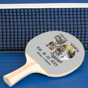 Custom 10th wedding anniversary 11 photo collage ping pong paddle