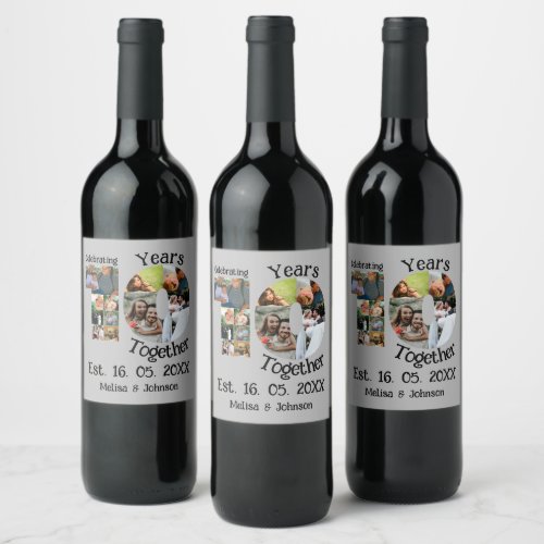 Custom 10th wedding anniversary 11 photo collage wine label