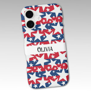 Custom 11 - 17 Red Blue Stripes White Stars iPhone 17 Case