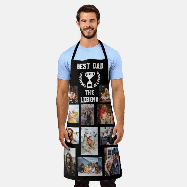 Custom 11 Photo Collage Black  Apron (Worn)
