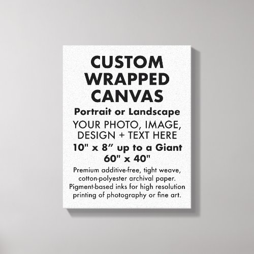Custom 11 x 14 PREMIUM WRAPPED CANVAS Blank