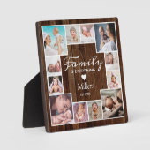 Custom 12 Family Photo Collage Rustic Brown Wood Plaque | Zazzle