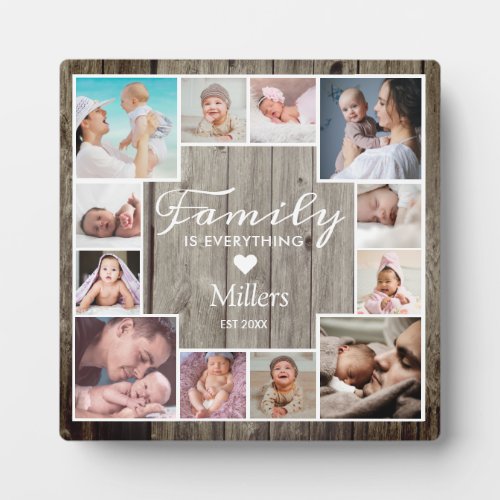 Custom 12 Family Photo Frame Collage Rustic Wood  