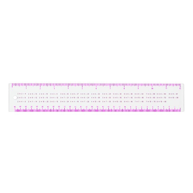 Custom 12 inch Ruler  and Multiplication Tables (Front)
