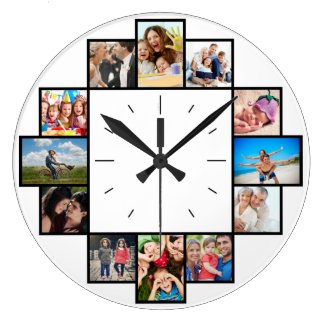 Custom 12 Instagram Family Photo Collage Large Clock