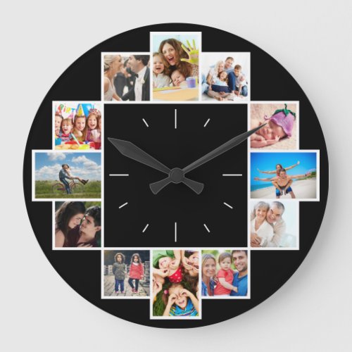 Custom 12 Keepsake Memories Family Photo Collage Large Clock